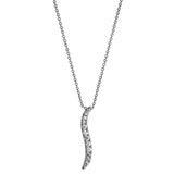 Collier argent rhodié feuille pave oxydes blancs