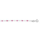 Bracelet argent rhodié perles résine framboise transparent