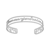 Bracelet acier rigide ouvert decoupé "maman je t'aime" avec coeurs