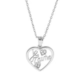 Collier argent rhodié pendentif coeur je t'aime 40+5cm