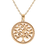 Collier plaqué or arbre de vie 17mm contour perlé