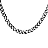 Collier acier maille gourmette 4mm pvd brossé aspet patiné chanfrein noir