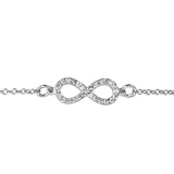 Bracelet argent rhodié forme huit (infini) petit modele pierres blanches synthetique