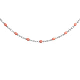 Collier argent rhodié perles résine rose 40+5cm