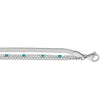 Bracelet acier 3 rangs avec boules turquoise imitation