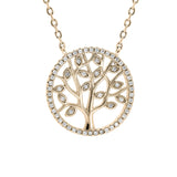 Collier plaqué or arbre de vie oxydes blancs sertis