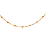 Collier argent et dorure jaune perles résine orange transparent