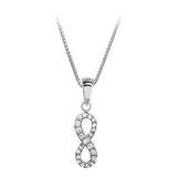 Collier argent rhodié motif "infini" oxydes blancs sertis 42+3cm