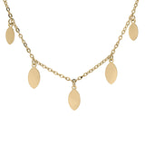 Collier acier et pvd jaune pampilles feuilles lisses