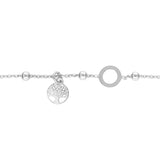 Bracelet argent rhodie boules avec 1 cercle et pampille arbre de vie