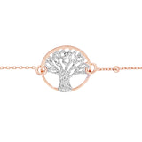 Bracelet argent et dorure rose arbre de vie granité 15mm