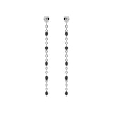 Boucles d'oreilles tige argent rhodié perles résine noire