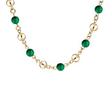 Collier acier et pvd jaune marseillais boules agate verte véritable