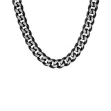 Collier acier maille gourmette pvd brossé aspect patiné chanfrein noir