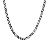 Collier acier maille gourmette 4mm pvd brossé aspet patiné chanfrein noir