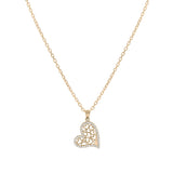 Collier plaqué or pendentif coeur filigrane contour oxydes blancs sertis