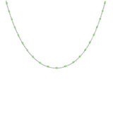 Collier argent rhodié perles résine vert fluo 40+5cm