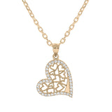 Collier plaqué or pendentif coeur filigrane contour oxydes blancs sertis