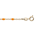 Bracelet argent et dorure jaune perles résine orange fluo