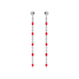 Boucles d'oreilles tige argent rhodié perles résine rouge