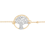 Bracelet argent et dorure jaune arbre de vie granité