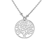 Collier argent rhodie fine boules pendentif arbre de vie