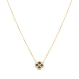 Collier argent doré trèfle malachite et oxydes
