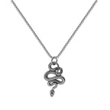 Collier acier pendentif serpent enroulé patiné