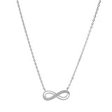 Collier argent rhodié motif infini ajouré avec oxydes blancs sertis 40+5cm