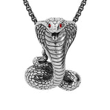 Collier acier patiné pendentif cobra