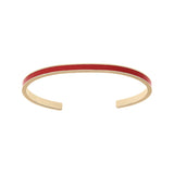 Bracelet acier et pvd jaune rigide ouvert résine rouge