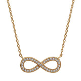 Collier plaqué or forme huit (infini) pierres blanches synthetique