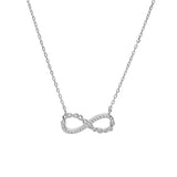 Collier argent rhodié motif infini avec oxydes blancs sertis 44cm réglable 42 et 40cm