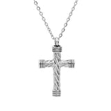 Collier acier "porte poudre"  pendentif croix (livré avec un entonnoir)