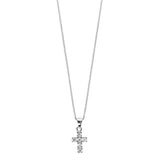 Collier argent rhodié pendentif croix oxydes sertis blancs 42+3cm