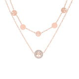 Collier acier et pvd rose 2 rangs pastilles avec arbre de vie