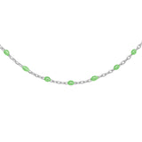 Collier argent rhodié perles résine vert fluo 40+5cm