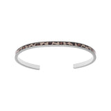 Bracelet acier rigide 4mm ouvert motif résine leopard