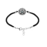 Bracelet acier cordon noir motif rond résine et nacre