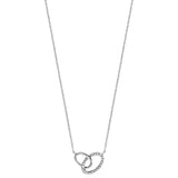 Collier argent rhodié 2 ovales entremeles oxydes blancs sertis