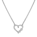 Collier argent rhodié coeur et infini oxydes blancs sertis