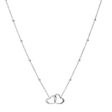 Collier argent rhodié double coeur entremélé