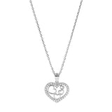 Collier argent rhodié pendentif coeur contour oxydes blancs sertis 40+5cm