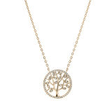 Collier plaqué or arbre de vie oxydes blancs sertis