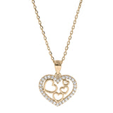 Collier plaqué or pendentif coeur contour oxydes blancs sertis