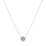 Collier argent rhodié trèfle et oxydes