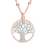 Collier argent et dorure rose pendentif arbre de vie granité 15mm