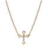 Collier plaqué or croix oxydes blancs sertis