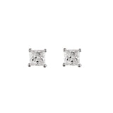 Boucles d'oreilles tige argent rhodié pierre blanche carré 4 griffes