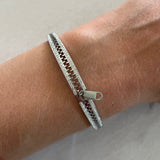 Bracelet acier rigide articulé avec fermeture éclair résine et strass - Olyci Bijoux